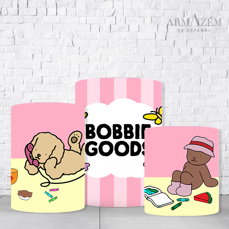 Trio de Cilindros Para Festas Bobbie Goods Em Tecido Helanca C/Elástico  TRIODE076