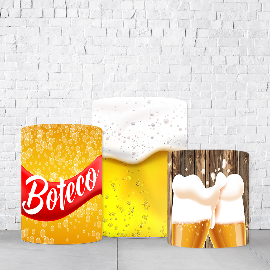 Trio de Cilindros Para Festas Boteco Em Tecido Helanca C/Elástico