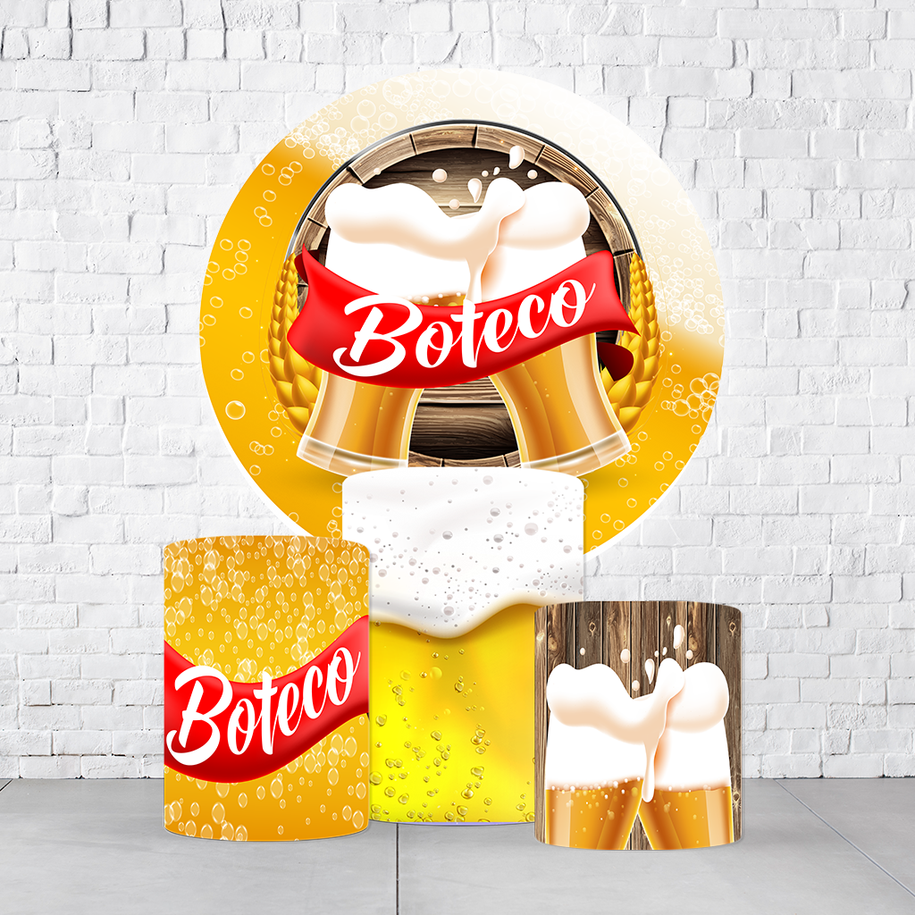 Kit Painel De Festa Boteco + Trio De Cilindros Em Tecido  KITPAI873