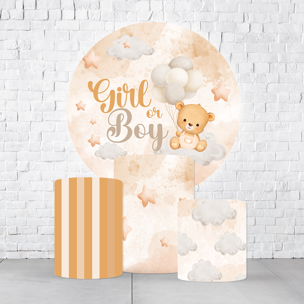 Kit Painel De Festa Chá Revelação + Trio De Cilindros Em Tecido - Imagem 2