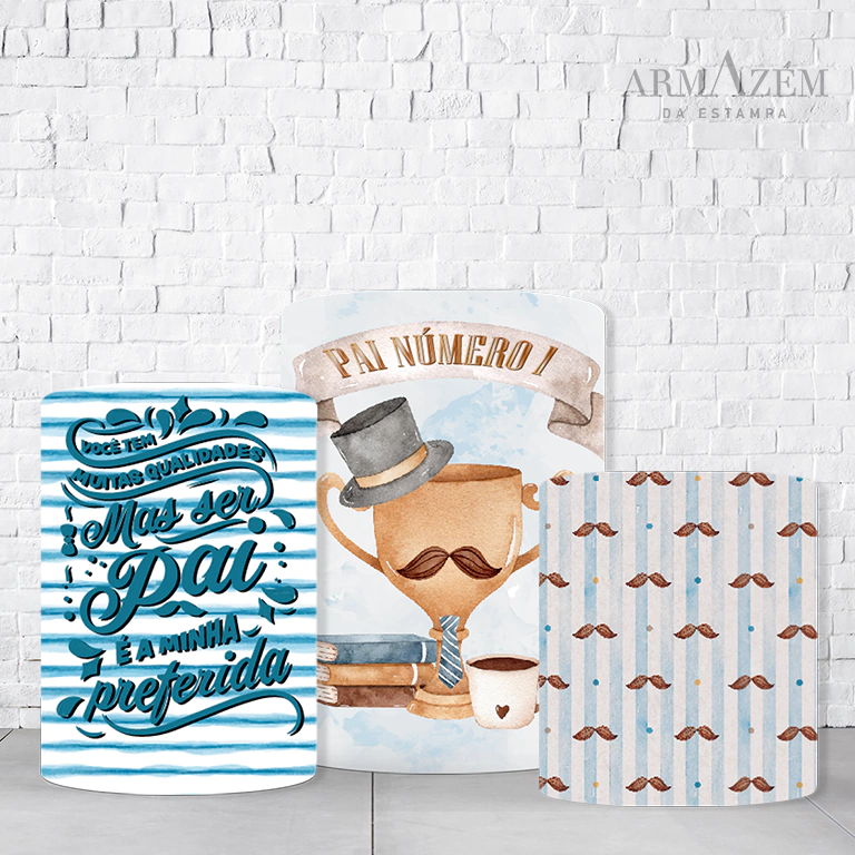 Trio de Cilindros Para Festas Dia Dos Pais Em Tecido Helanca C/Elástico - Imagem 3