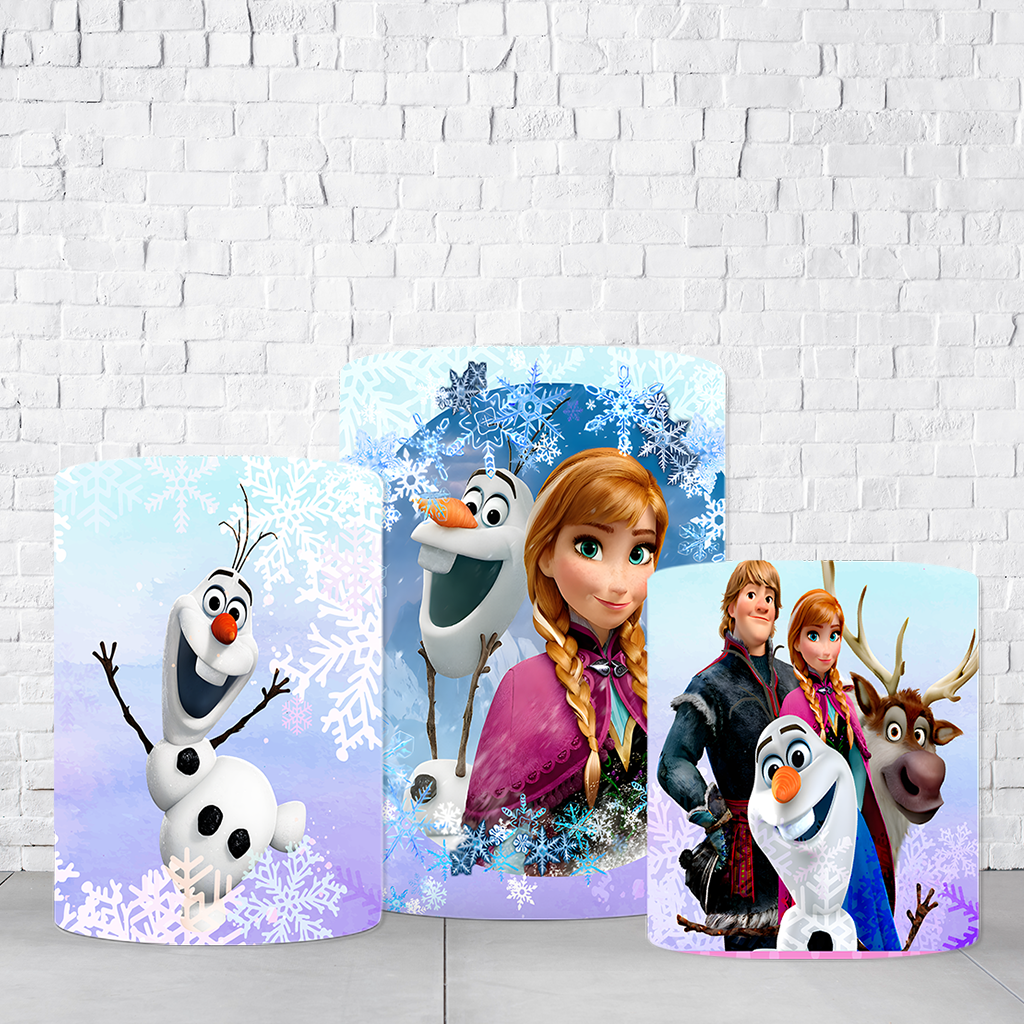 Trio de Cilindros Para Festas Frozen Em Tecido Helanca C/Elástico