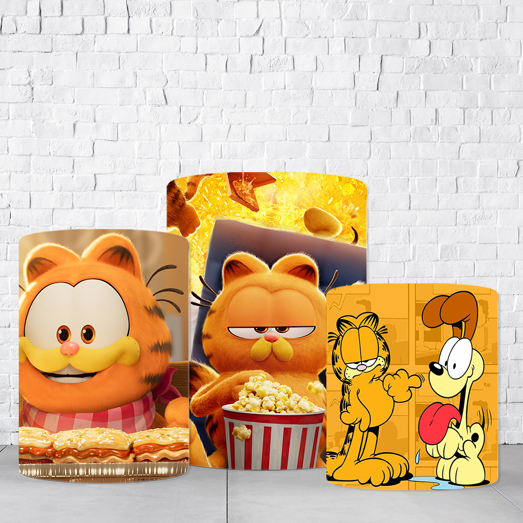 Trio de Cilindros Para Festas Garfield Em Tecido Helanca C/Elástico
