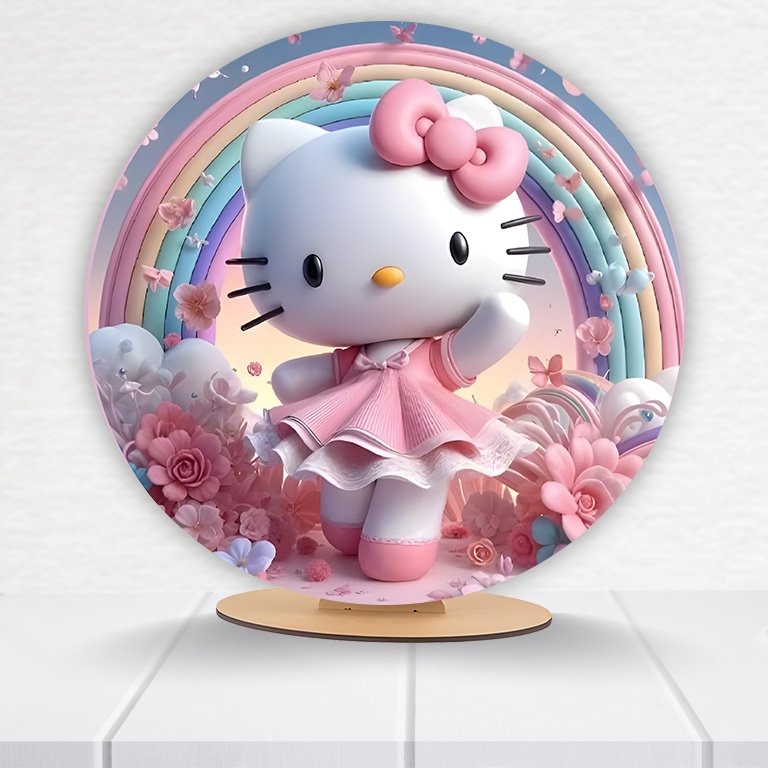 Painel Redondo 50x50 Hello Kitty - Imagem 7