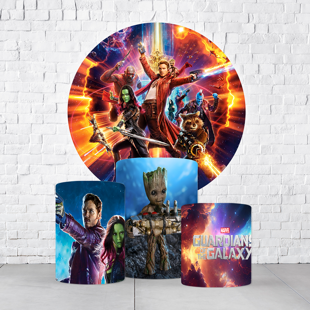 Kit Painel De Festa Guardiões + Trio De Cilindros Em Tecido