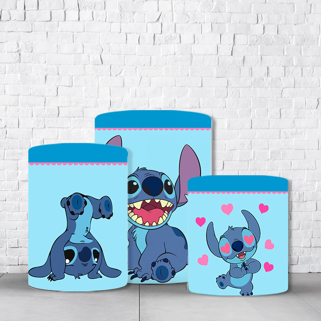 Trio de Cilindros Para Festas Lilo & Stitch Em Tecido Helanca C/Elástico - Imagem 2