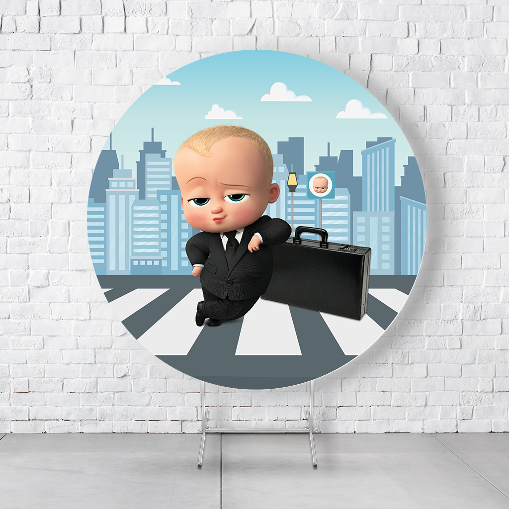 Painel De Festa Redondo Poderoso Chefinho Em Tecido Helanca C/Elástico 1,50x1,50