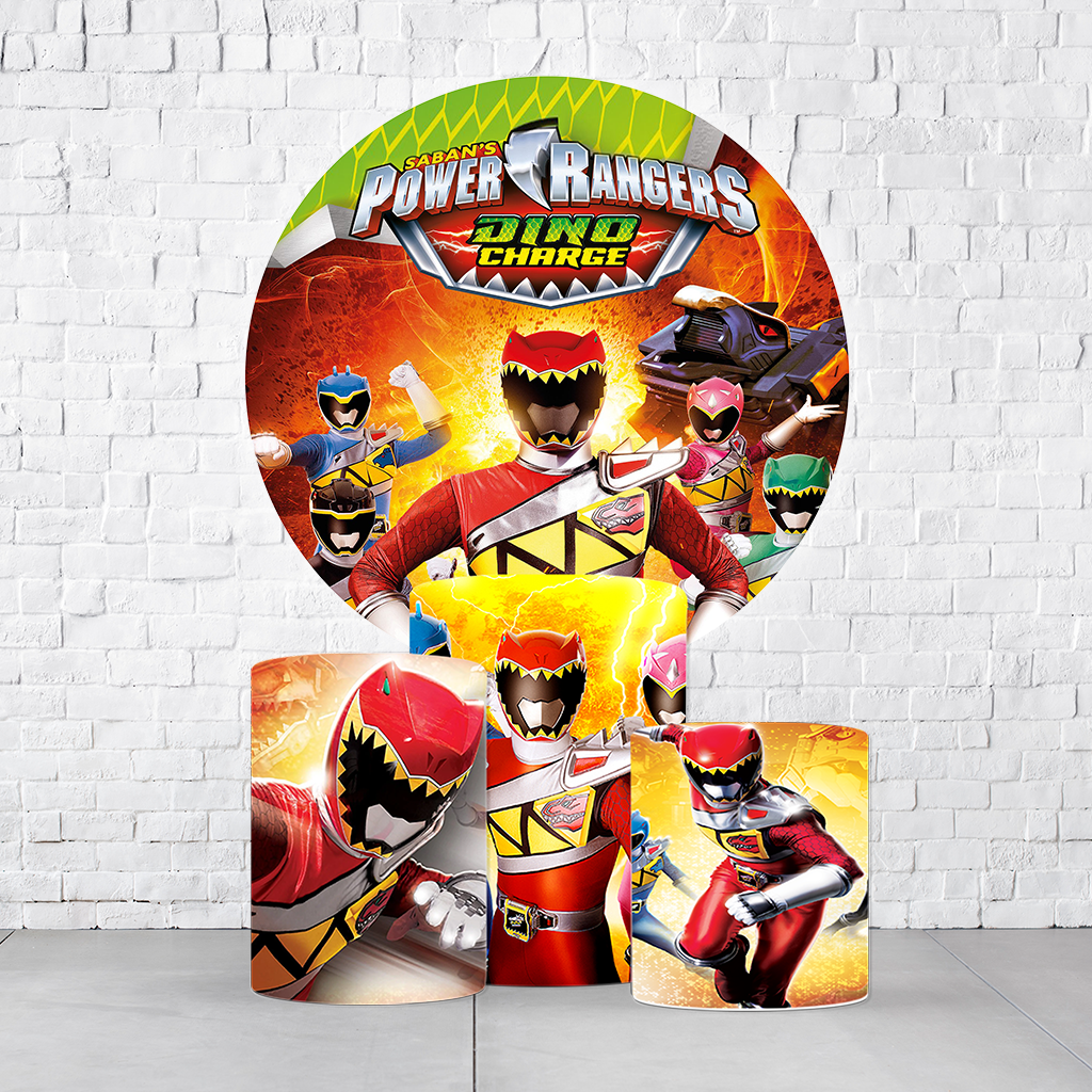 Kit Painel De Festa Power Rangers + Trio De Cilindros Em Tecido