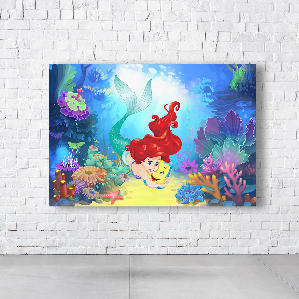 Painel Retangular Tema Pequena Sereia Em Tecido Oxford 100% Poliéster - Imagem 2