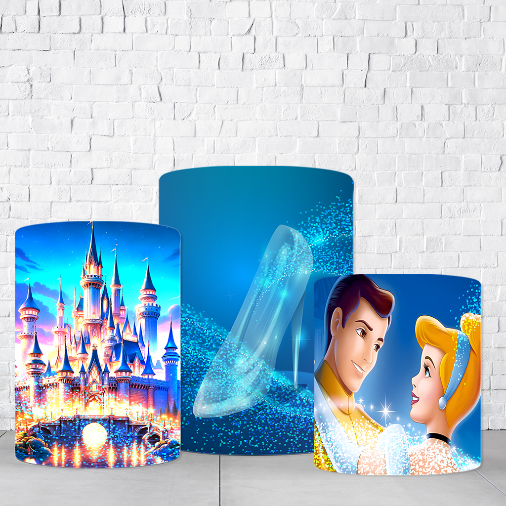 Trio de Cilindros Para Festas Cinderela Em Tecido Helanca C/Elástico