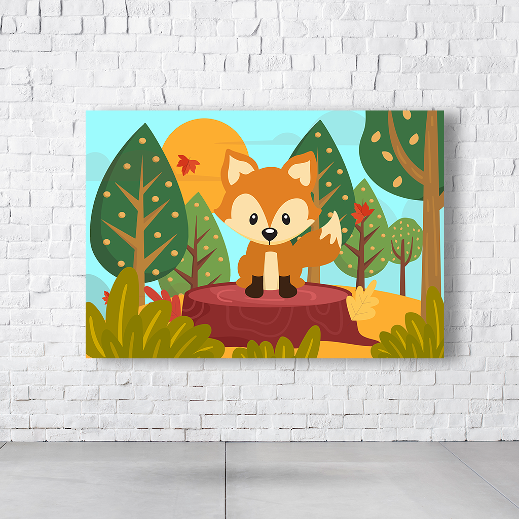 Painel Retangular Tema Raposinha Em Tecido Oxford 100% Poliéster