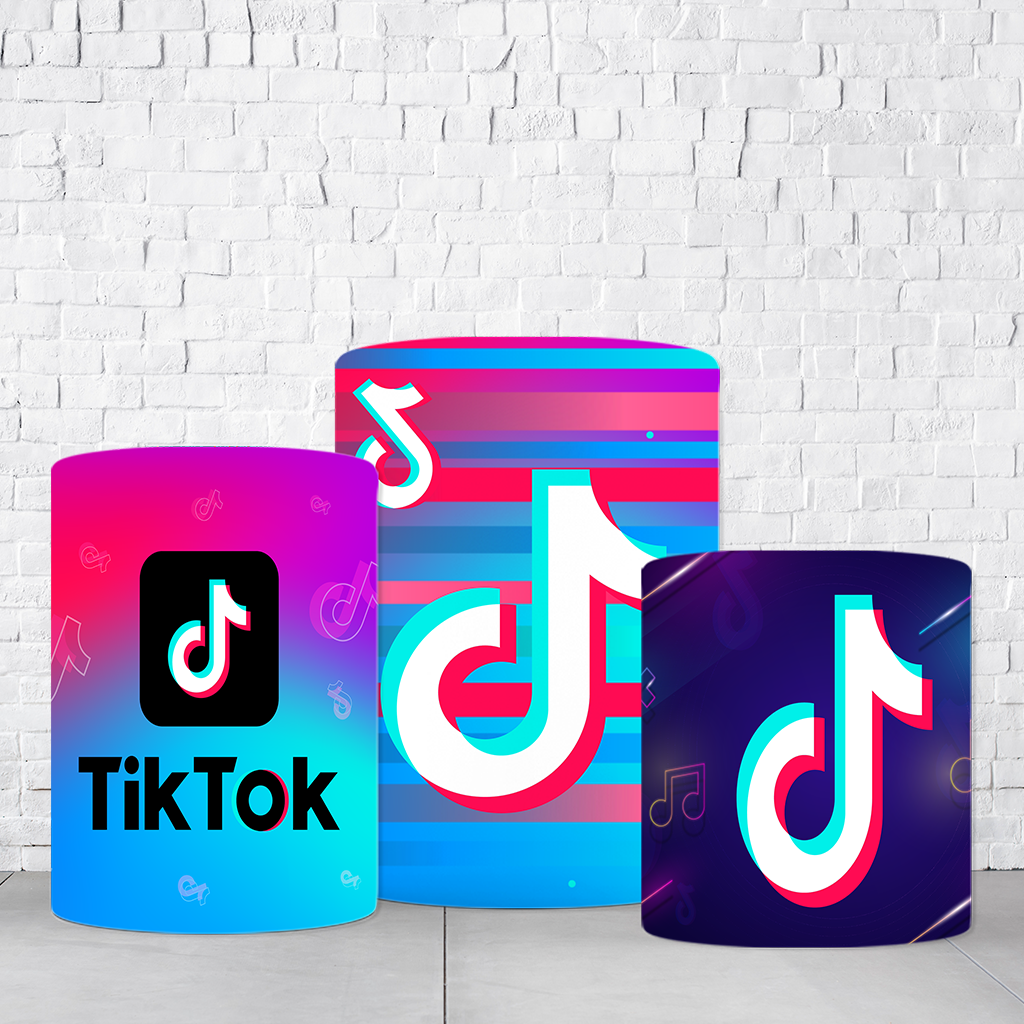 Trio de Cilindros Para Festas TikTok Em Tecido Helanca C/Elástico