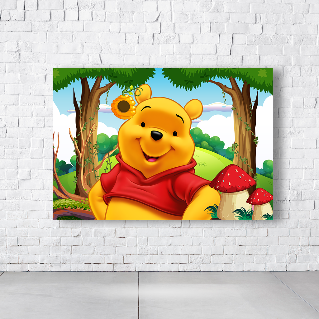 Painel Retangular Tema Ursinho Pooh Em Tecido Oxford 100% Poliéster