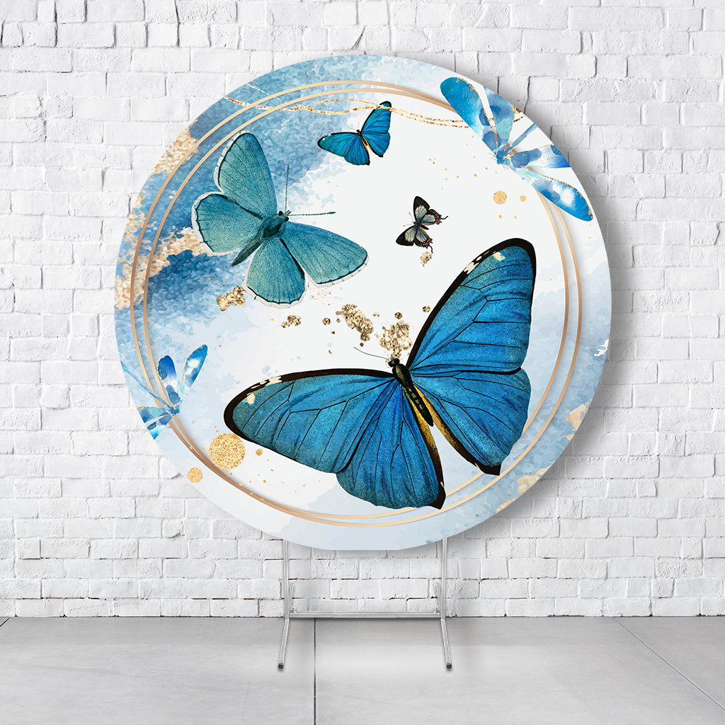 Painel De Festa Redondo Borboleta Em Tecido Helanca C/Elástico 1,50x1,50 - Imagem 1