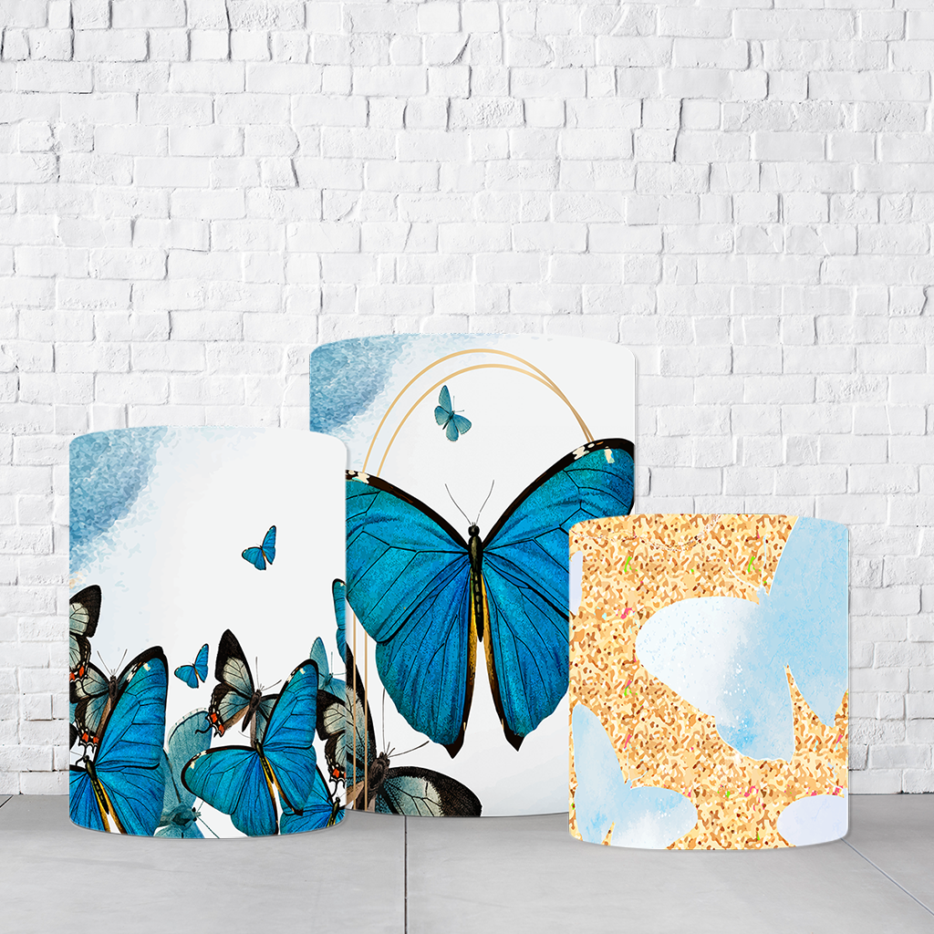 Trio de Cilindros Para Festas Borboleta Em Tecido Helanca C/Elástico