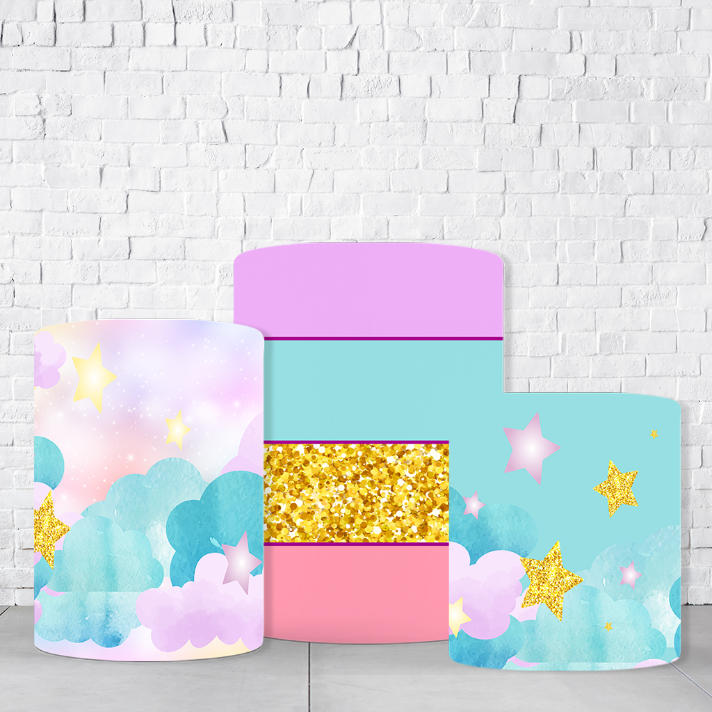 Trio de Cilindros Para Festas Unicórnio Em Tecido Helanca C/Elástico