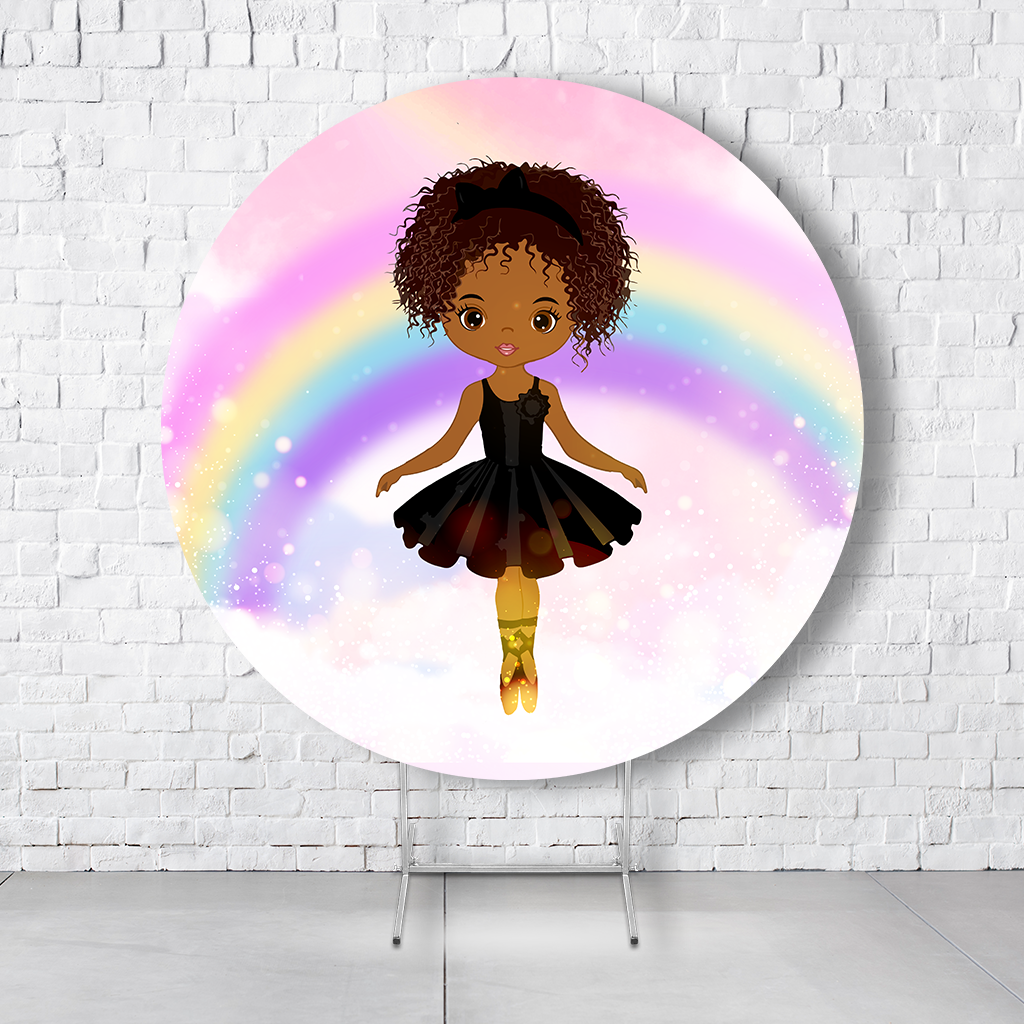 Painel De Festa Redondo Bailarina Em Tecido Helanca C/Elástico 1,50x1,50