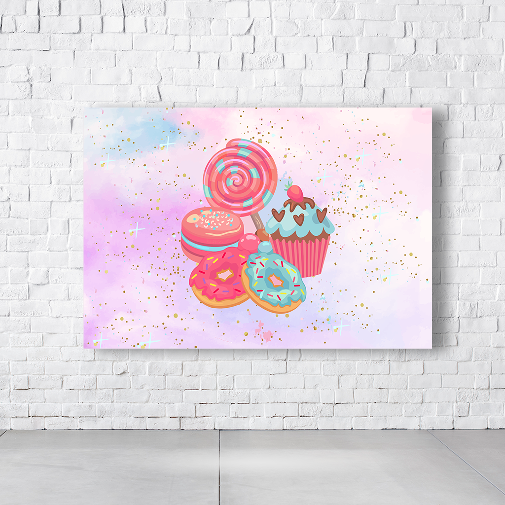 Painel Retangular Tema Doceria Em Tecido Oxford 100% Poliéster - Imagem 1