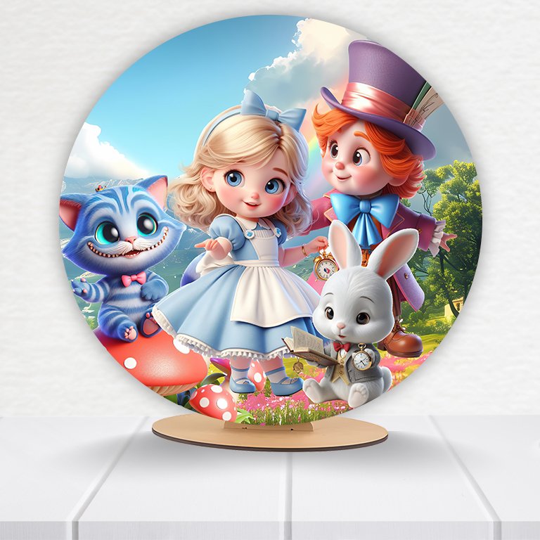 Painel Redondo Alice No País Das Maravilhas 50x50cm - Imagem 6