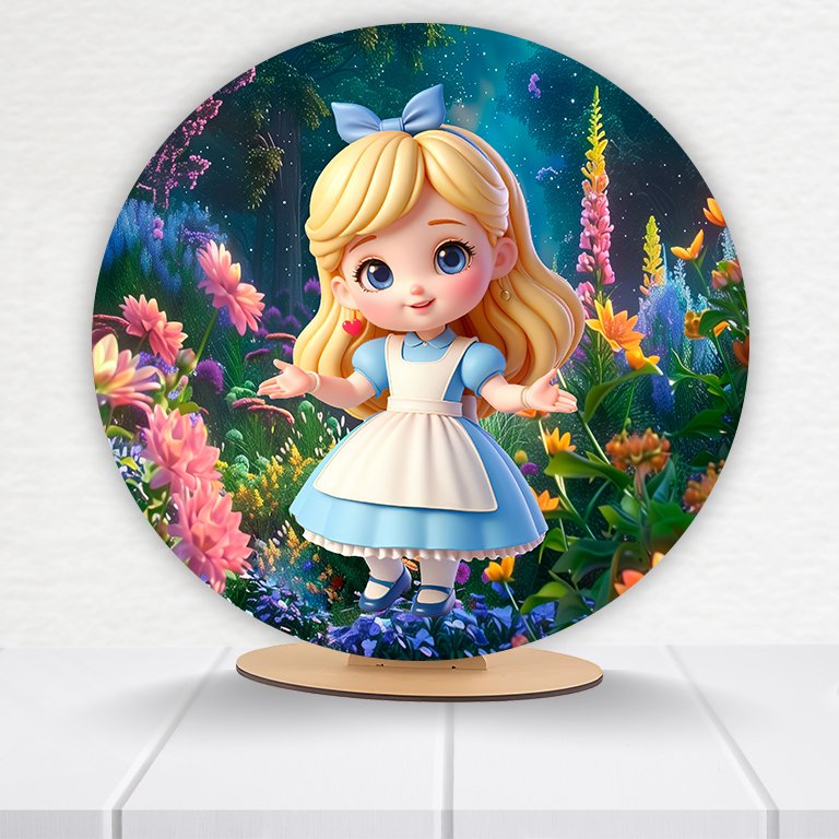 Painel Redondo Alice No País Das Maravilhas 50x50cm - Imagem 5