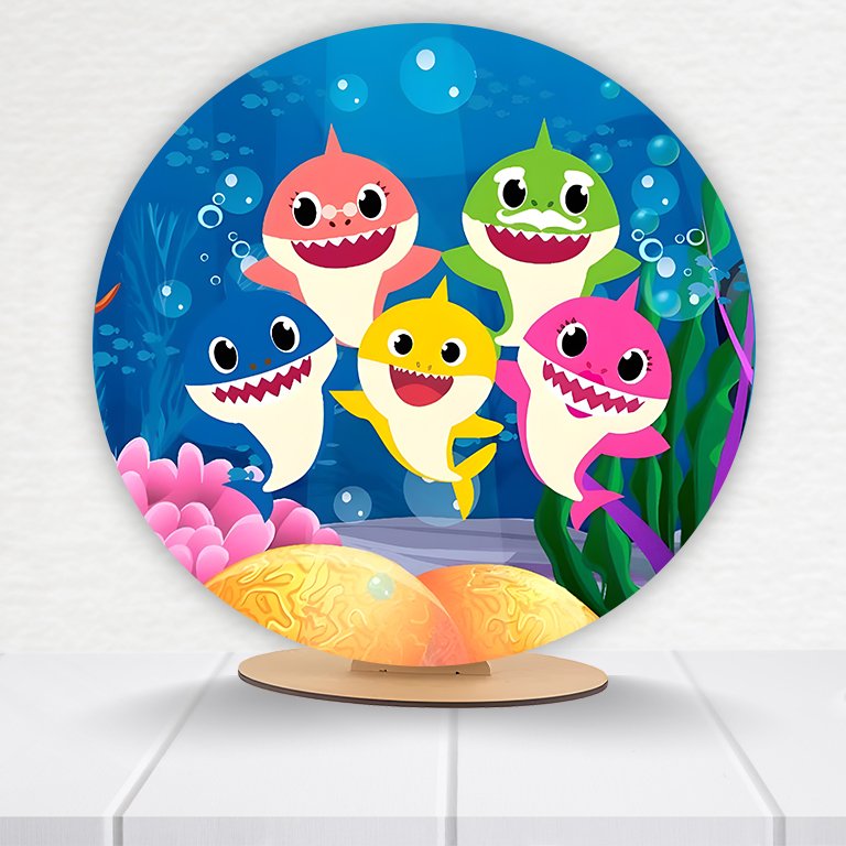 Painel Redondo Baby Shark 50x50cm