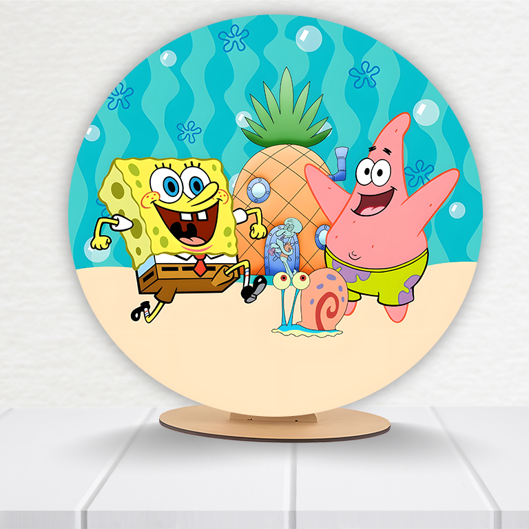 Painel Redondo Bob Esponja 50x50cm - Imagem 5