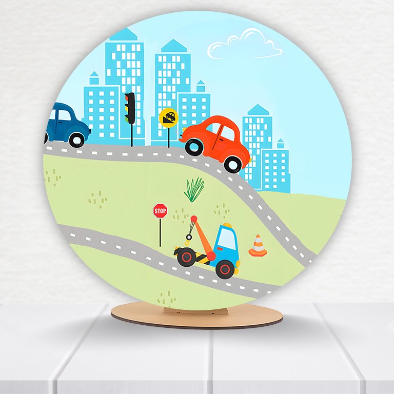 Painel Redondo Carrinhos 50x50cm - Imagem 2