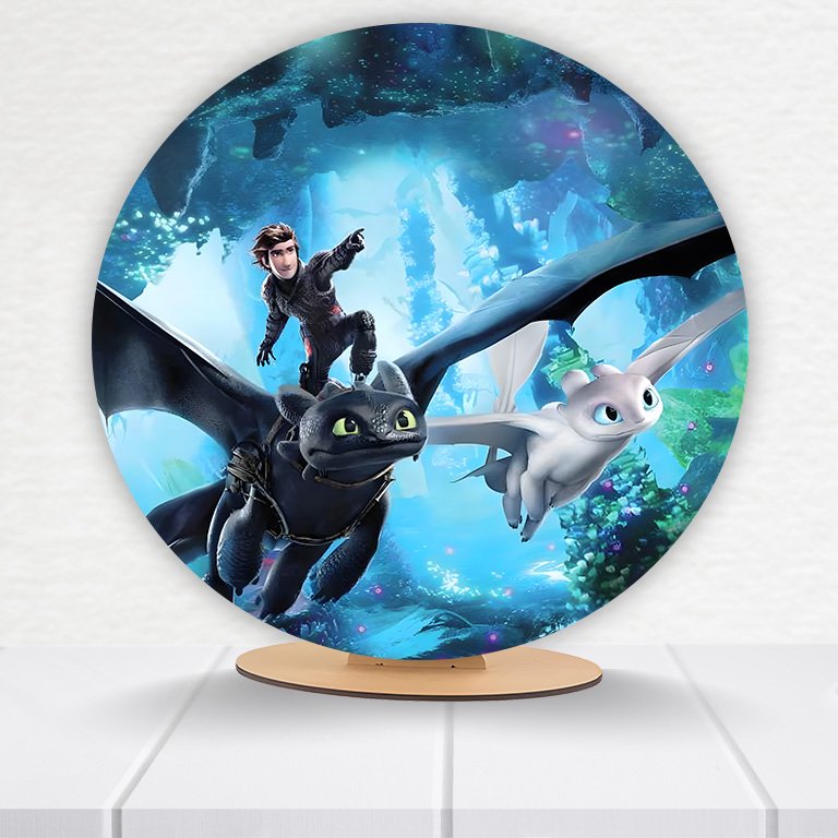 Painel Redondo Como Treinar Seu Dragão 50x50cm - Imagem 5