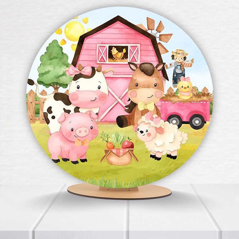 Painel Redondo Fazendinha 50x50cm - Imagem 10