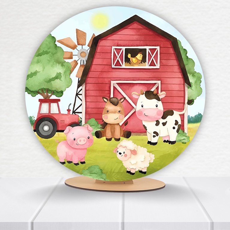 Painel Redondo Fazendinha 50x50cm - Imagem 19