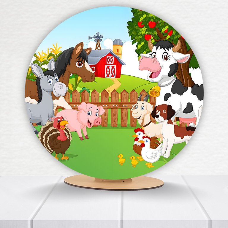 Painel Redondo Fazendinha 50x50cm - Imagem 6
