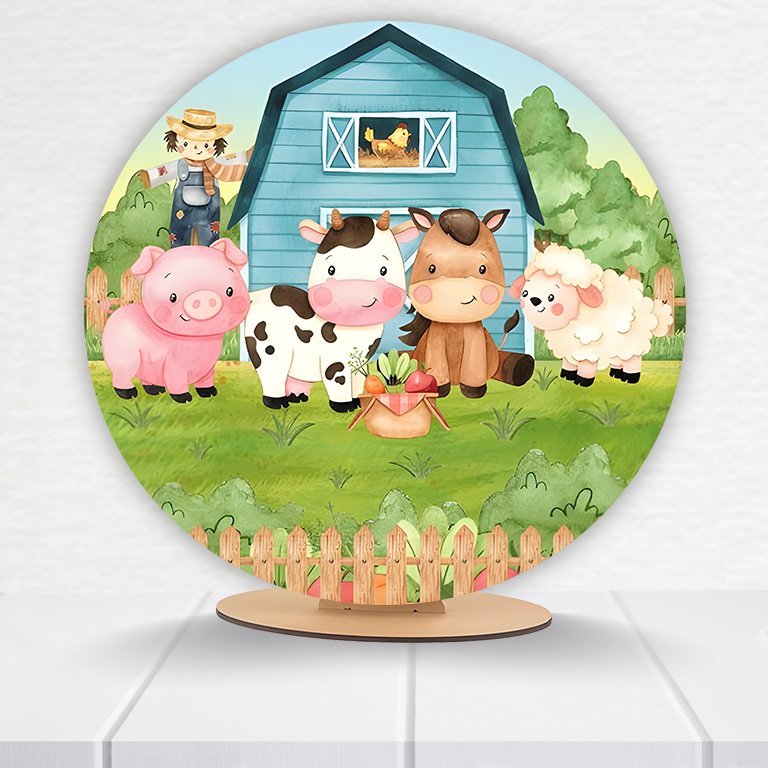 Painel Redondo Fazendinha 50x50cm - Imagem 2
