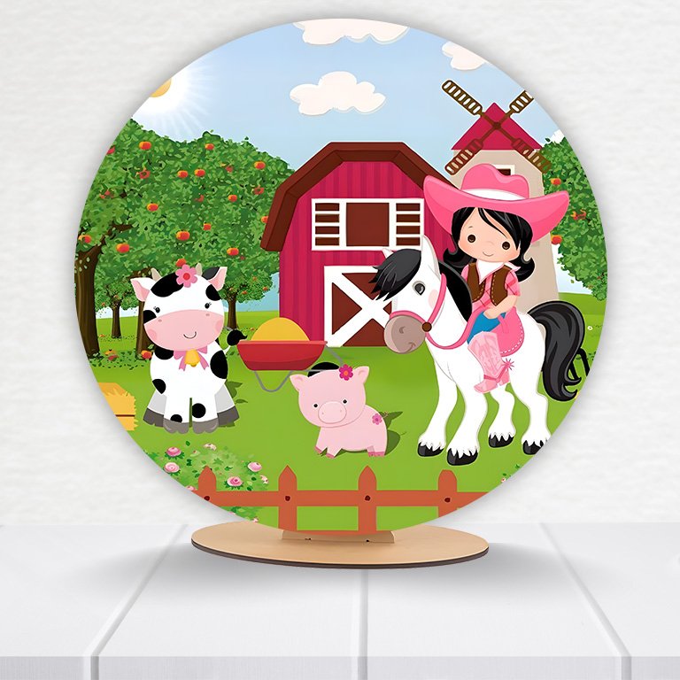 Painel Redondo Fazendinha 50x50cm - Imagem 4