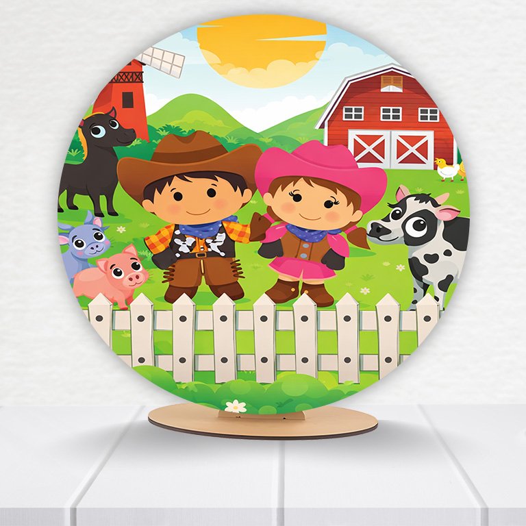Painel Redondo Fazendinha 50x50cm - Imagem 5