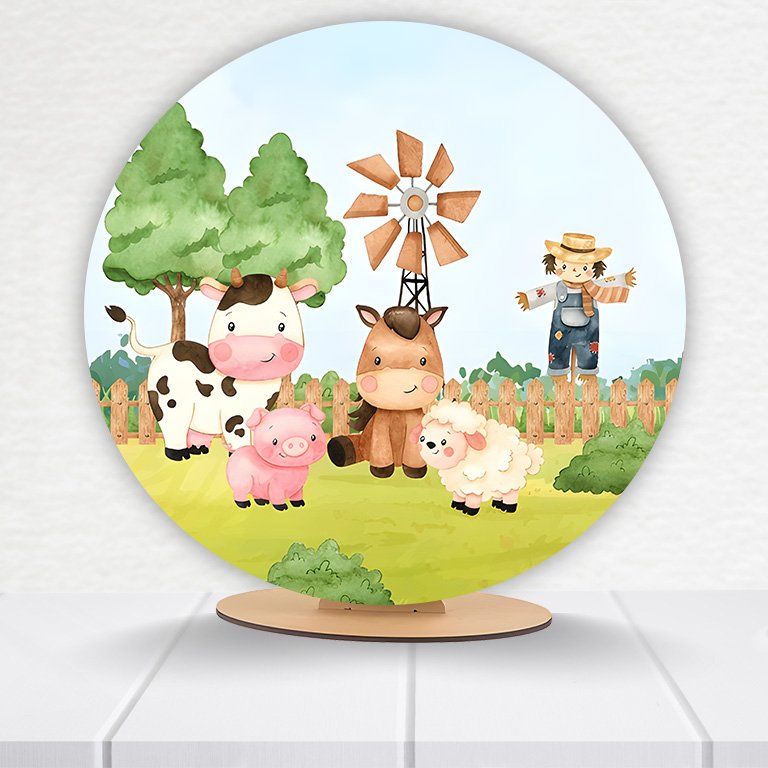 Painel Redondo Fazendinha 50x50cm