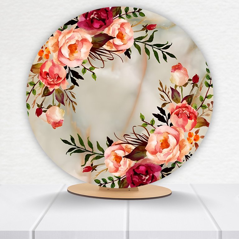 Painel Redondo Flores 50x50cm  PAINEL938 - Imagem 5