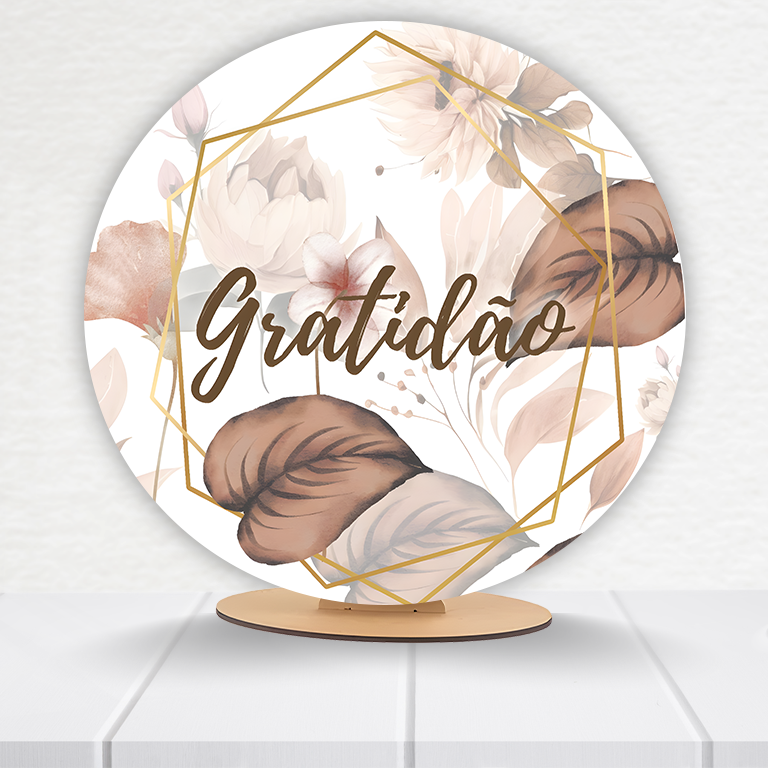 Painel Redondo Gratidão 50x50cm  PAINEL056