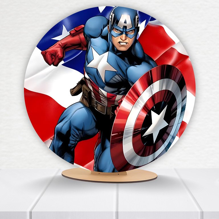 Painel Redondo Capitão America 50x50cm  PAINEL851 - Imagem 5