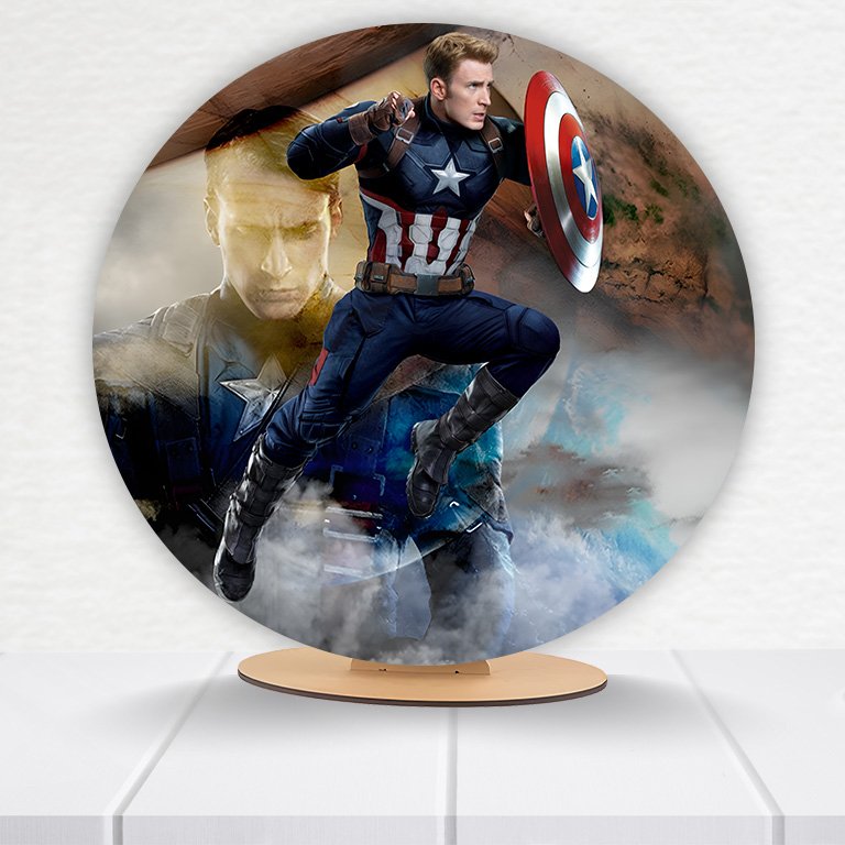 Painel Redondo Capitão America 50x50cm  PAINEL851 - Imagem 2