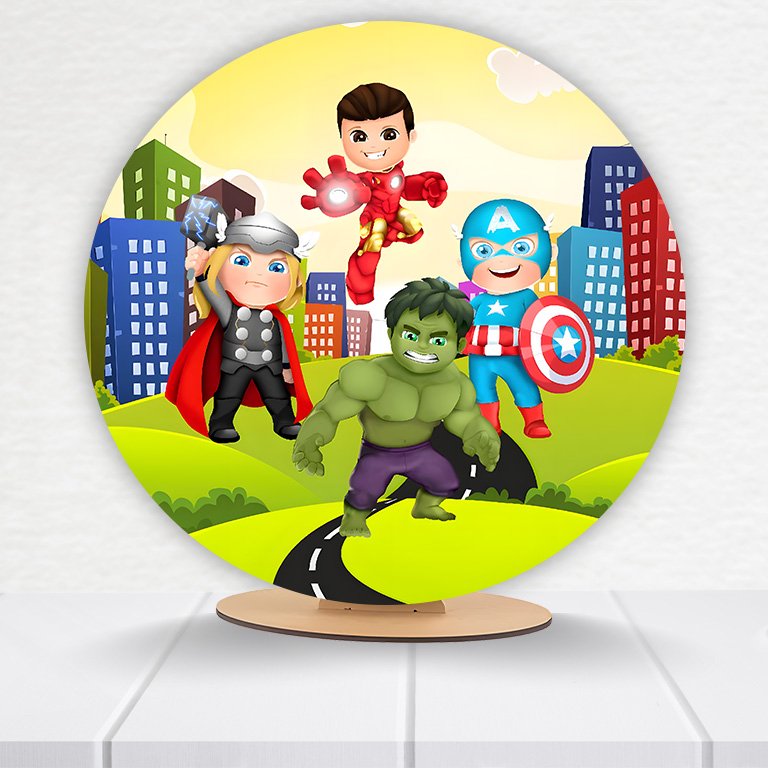 Painel Redondo Heróis 50x50cm  PAINEL217 - Imagem 17