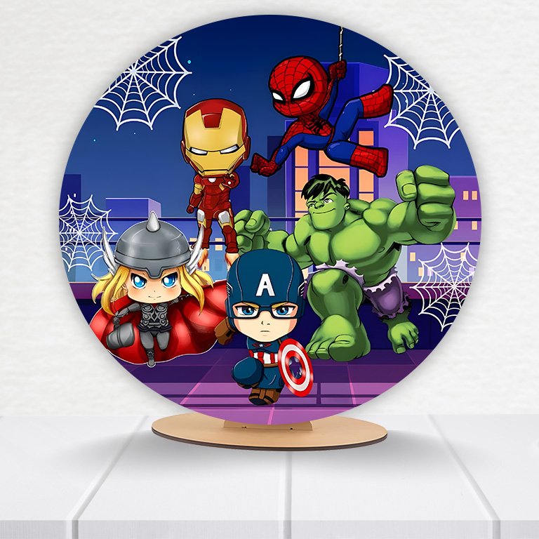 Painel Redondo Heróis 50x50cm  PAINEL217 - Imagem 4