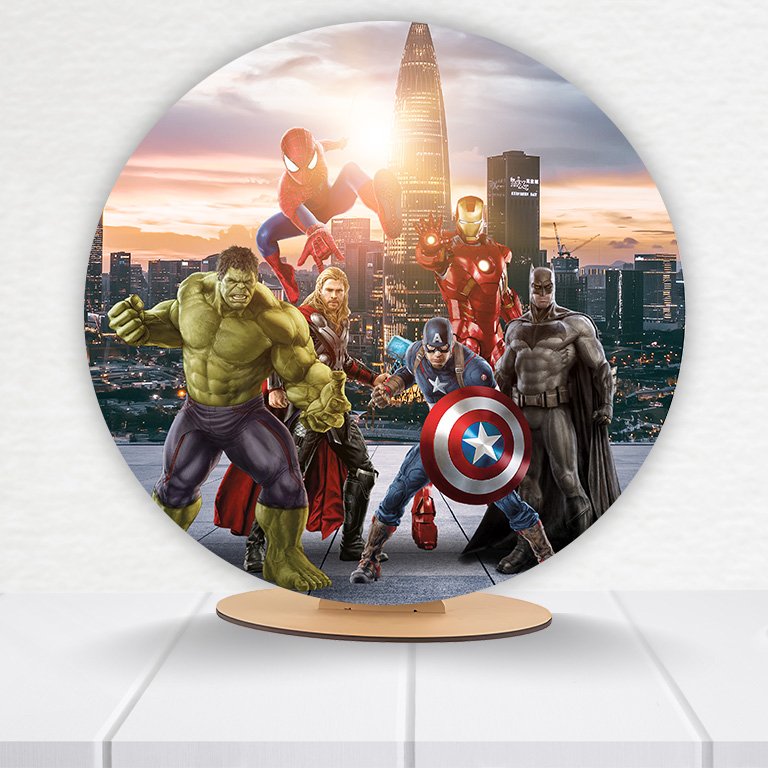 Painel Redondo Heróis 50x50cm  PAINEL217 - Imagem 9