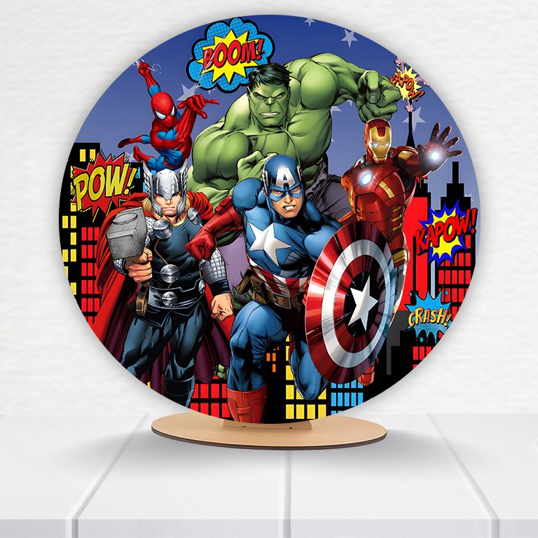 Painel Redondo Heróis 50x50cm  PAINEL868 - Imagem 3