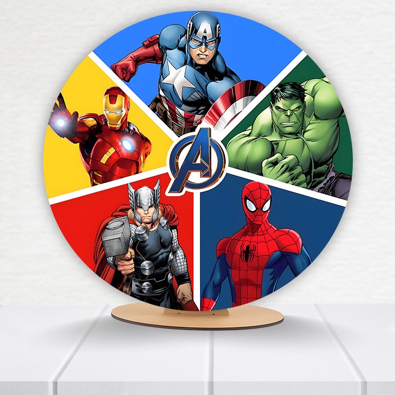 Painel Redondo Heróis 50x50cm  PAINEL859