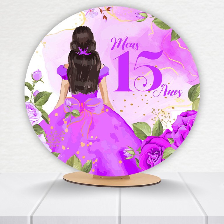 Painel Redondo 15 Anos 50x50cm  PAINEL405 - Imagem 3